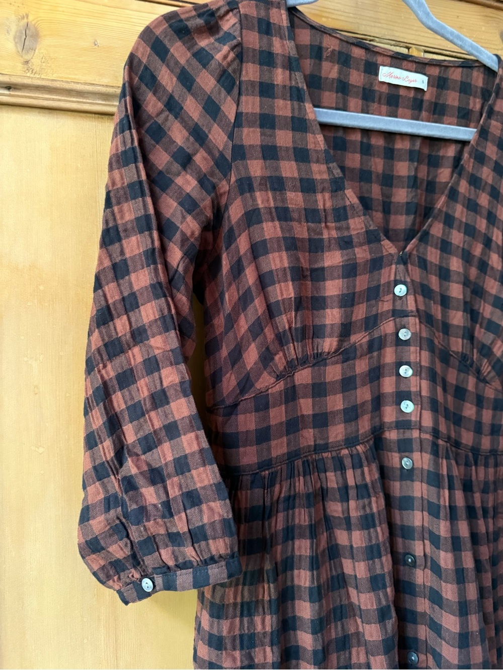 Marine Layer Plaid gingham long sleeve Maxi Dress - Picture 6 of 8